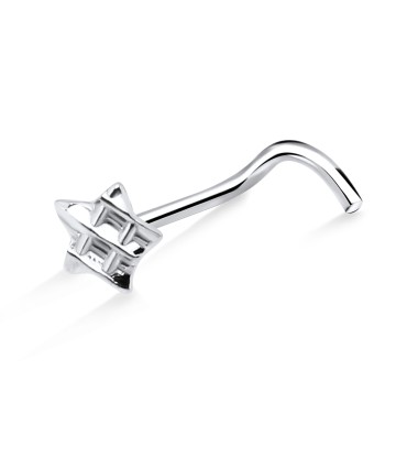 Checked Star Silver Curved Nose Stud NSKB-03a